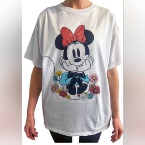 Disney White Tee with Minnie Mouse and Floral Design